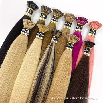 i tip hair extensions Wholesale Double Drawn Indian Remy Raw Itip Extension Hair Blonde Virgin 100% Human Hair Extension i tip